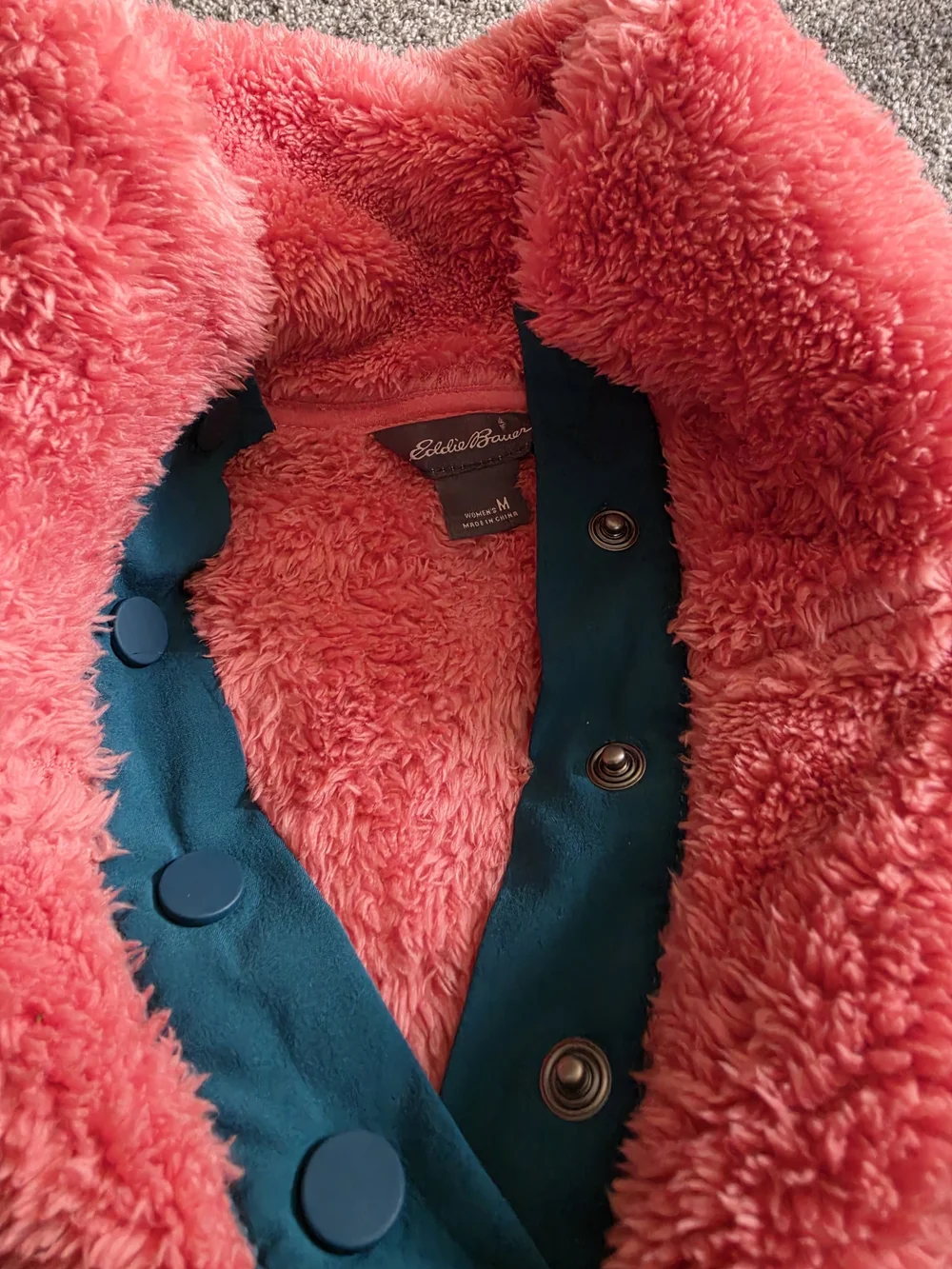 Eddie Bauer Color Pink Fleece Jacket Brown & Blue Medium NWT